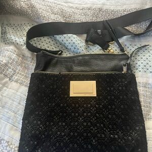 Juicy Couture Black Textured Crossbody Bag with Gold Accents